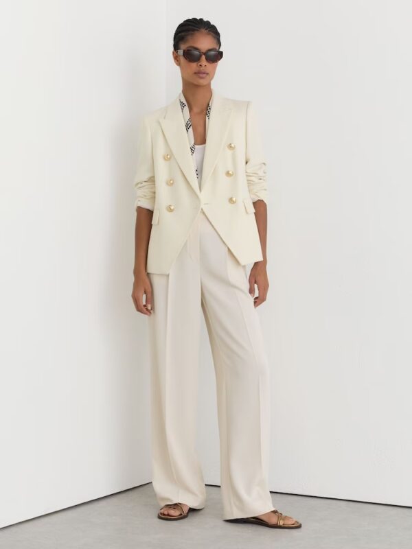 Blazer croisé structuré et texturé blanc Reiss