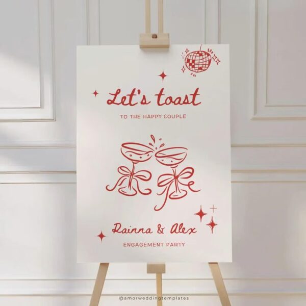 Affiche de bienvenue fête de fiançailles