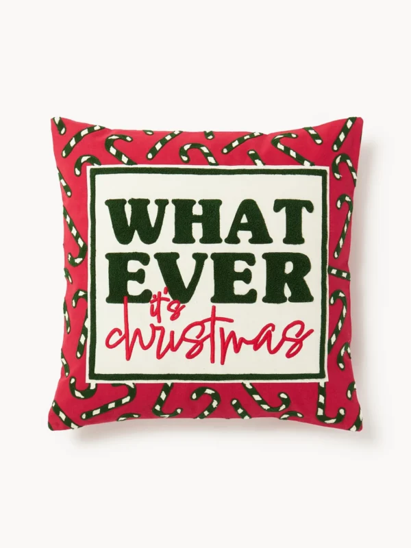 Housse de coussin brodé Whatever it's christmas