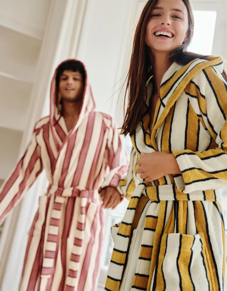 Peignoir à capuche rayé Bonsoirs