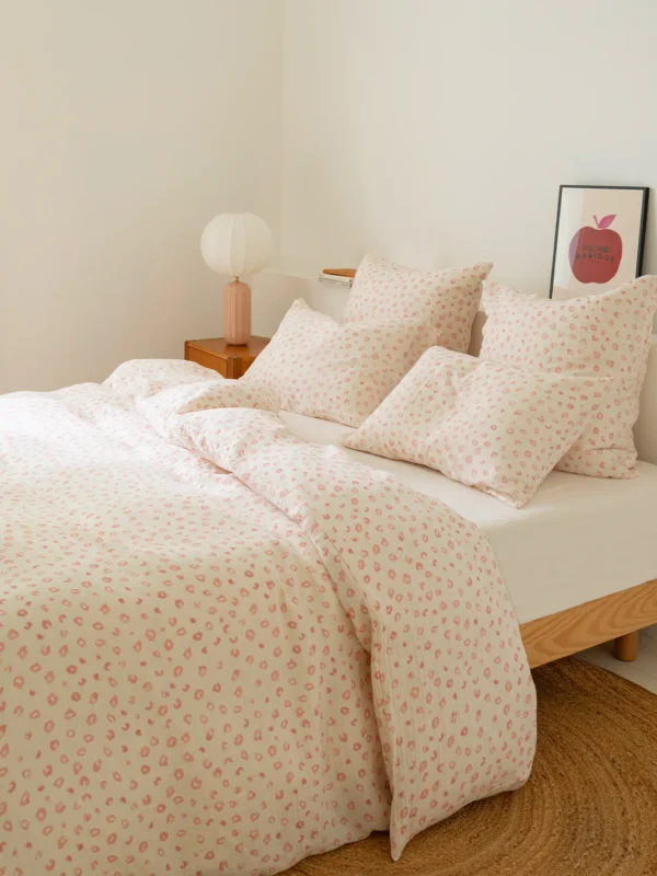 Parure gaze de coton double épaisseur Pink Léo Bonsoirs