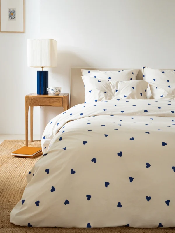 Capsule Saint Valentin - Blog Mariage Madame C Parure Percale lavée coeurs Bonsoirs