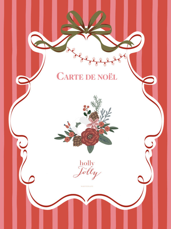 Carte de noël Holly Jolly à imprimer