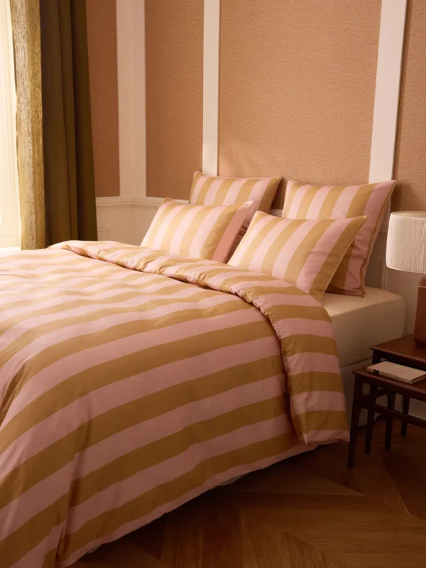 Housse de couette rayée rose et terracotta Cyrillus Maison