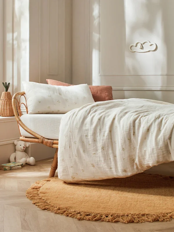 Parure gaze de coton bébé et enfant la petite fleur Bonsoirs