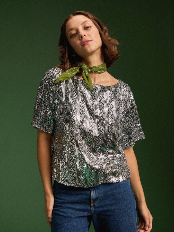 Top Sonia Sequins argenté Make my Lemonade