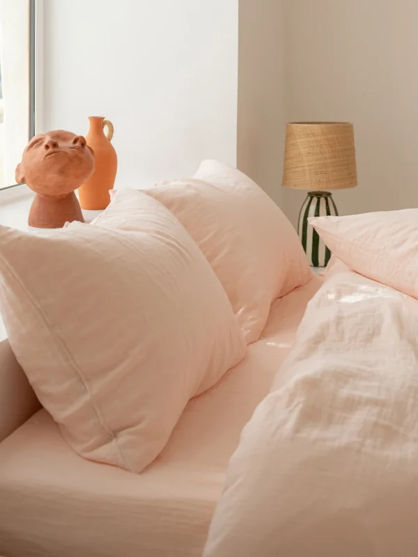 Parure gaze de coton rose pêche Bonsoirs