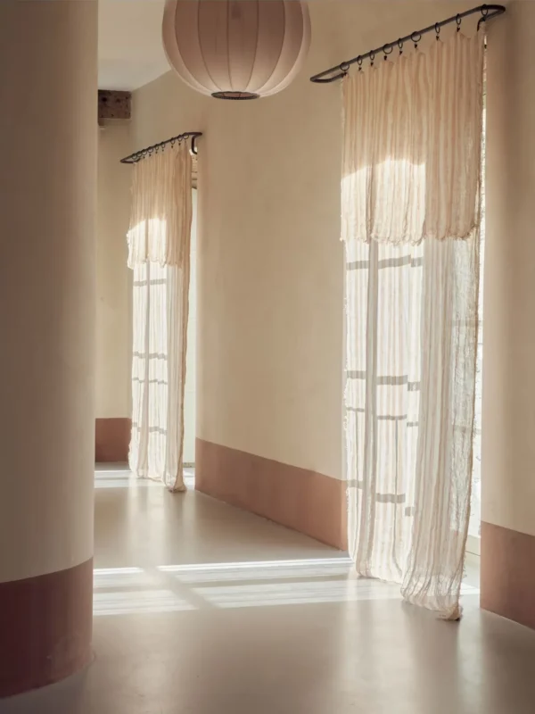 Rideau frangé en gaze de lin Maison de Vacances