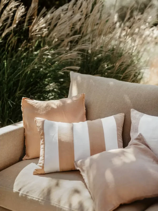 Housse de coussin en lin et velours Perth Haomy