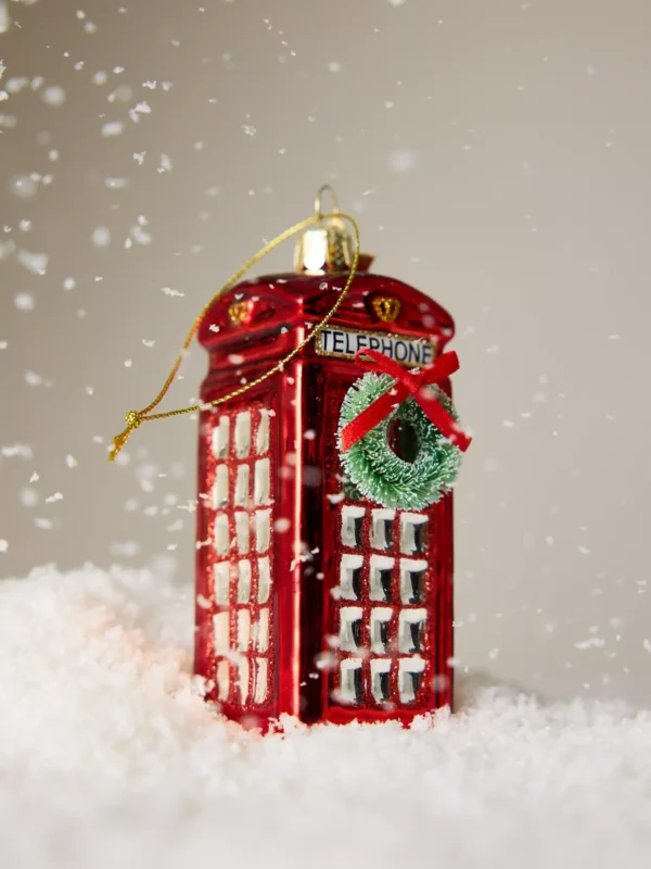 Ornement en verre cabine téléphonique rouge Anthropologie