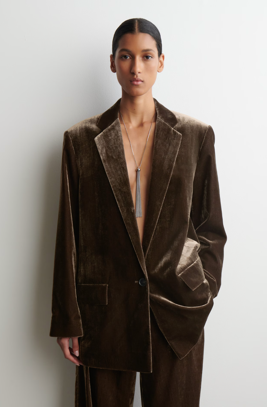 Blazer brun en velours COS