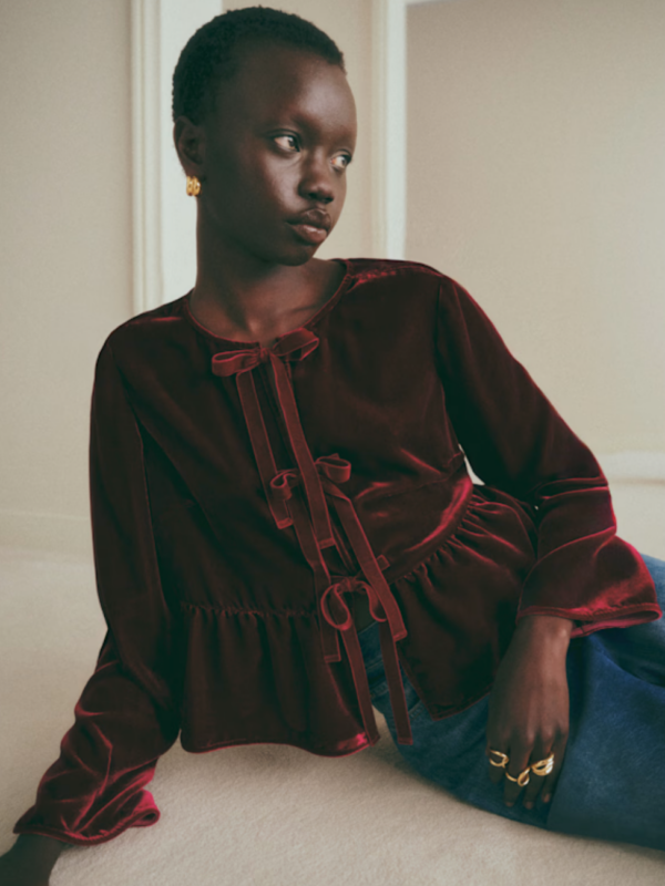 Chemise Brenda en velours cerise Sézane