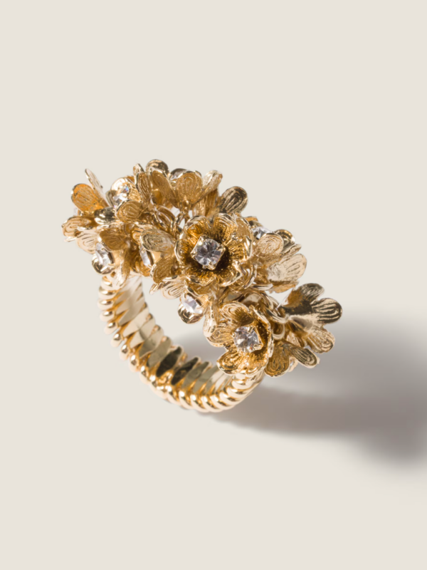 Anneau en métal orné de cristaux Miu Miu