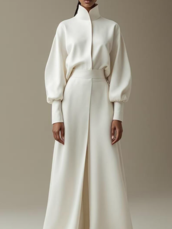 Robe longue moderne en crêpe ivoire Kuppers Lab