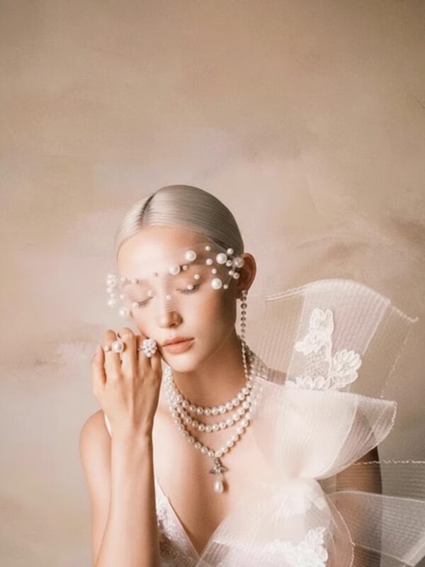 Voilette perlée de mariée