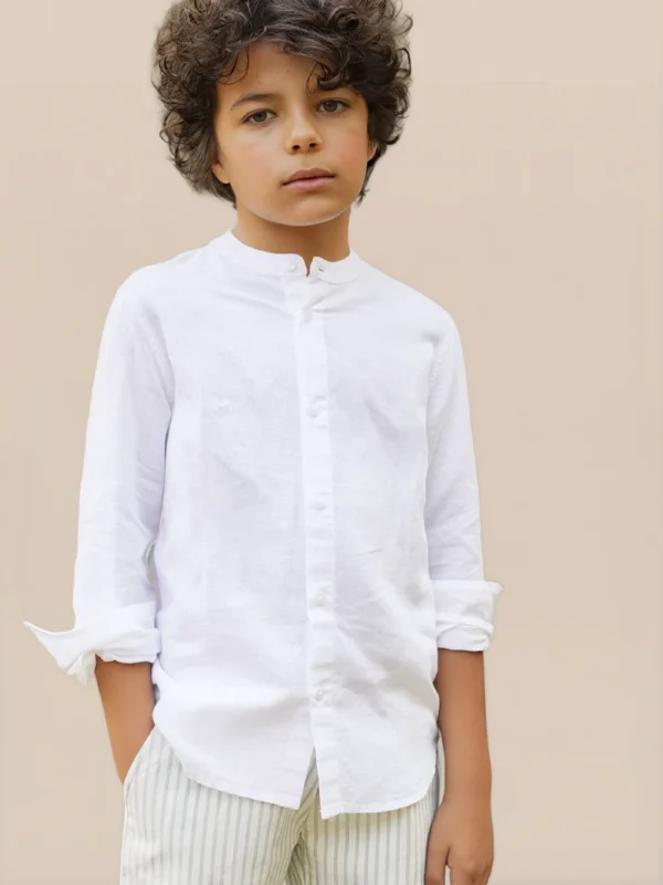 Chemise garçon en lin Col mao Cyrillus Cortège