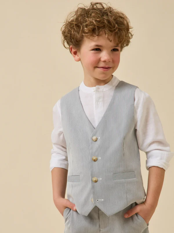Gilet de costume garçon en lin rayé Cyrillus Cortège