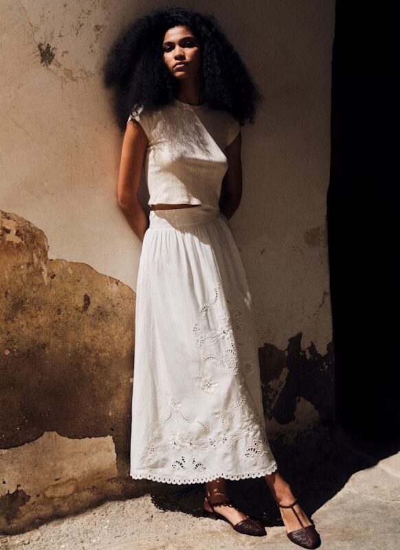 Jupe Noa broderie anglaise Sézane