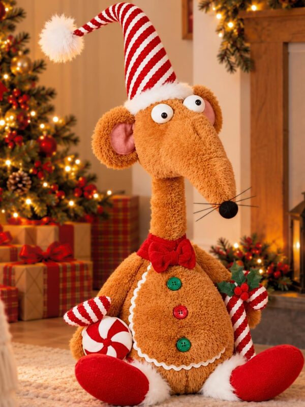 Figurine en peluche rat de Noël Marco Paul